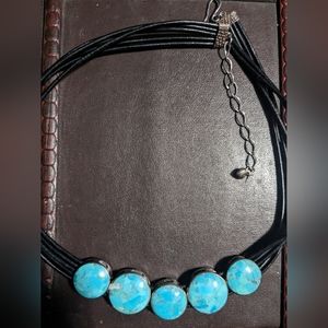 Reversible 925silver and turquoise necklace